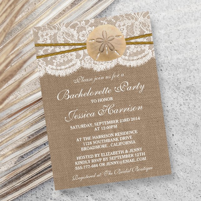 Invitación Fiesta Rustic Sand Dollar Beach Bachelorette (Subido por el creador)