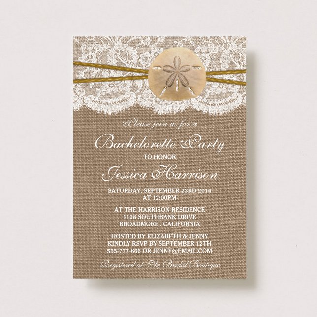 Invitación Fiesta Rustic Sand Dollar Beach Bachelorette (Subido por el creador)