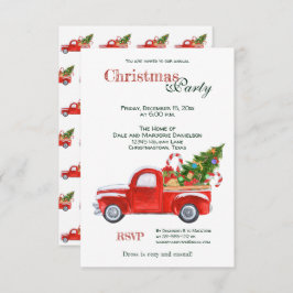 Invitación Fiesta Rustic Vintage Red Truck w Tree