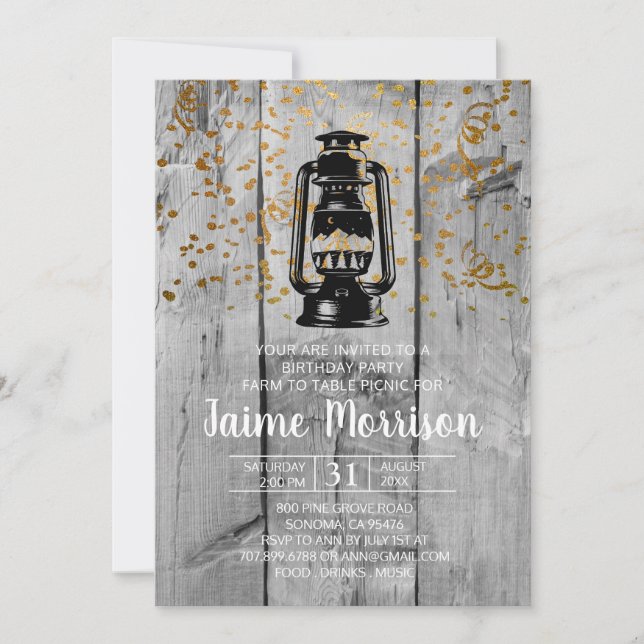 Invitación Fiesta Rústica De La Madera Y El Nacimiento De Un  (Anverso)