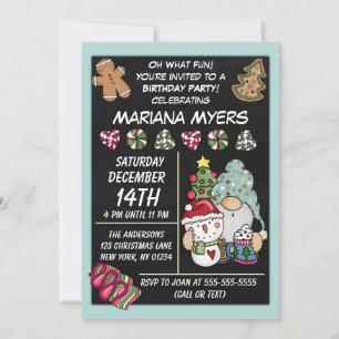 Invitación Fiesta Rústica Gnome Navidad Cumpleaños
