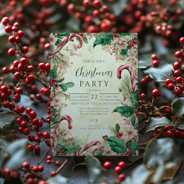 Invitación Fiesta Rústico Candy Cane Navidades