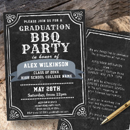 Invitación Fiesta Rústico de cartón trasero BBQ Sencillo GRAD