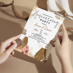 Invitación Fiesta Rústico de Dibujo a Mano Calentador de Hoga