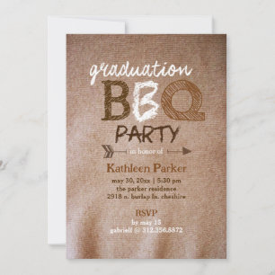 Invitación Fiesta Rústico de Graduación BBQ
