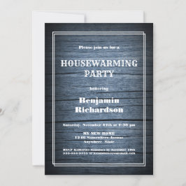 Invitación Fiesta Rústico de Madera Azul