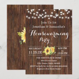 Invitación Fiesta Rústico de Madera Sombra para Calentar la C