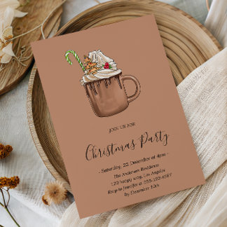 Invitación Fiesta Rústico de Navidades de Cacao Caliente
