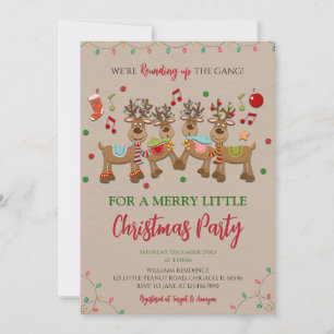 Invitación Fiesta Rústico de Navidades de renos