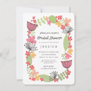 Invitación Fiesta Rústico Floral Border Bridal Shower