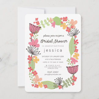 Invitación Fiesta Rústico Floral Border Bridal Shower