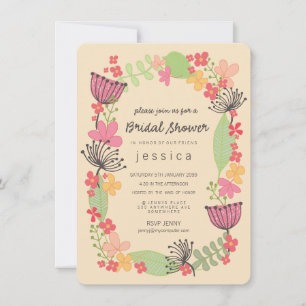 Invitación Fiesta Rústico Floral Border Bridal Shower