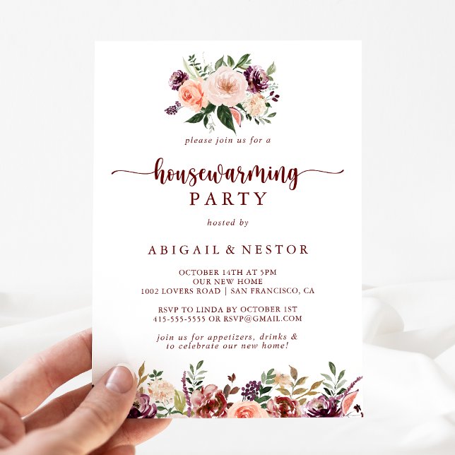 Invitación Fiesta Rústico Floral de verano para el calentamie (Subido por el creador)