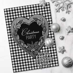 Invitación Fiesta Rústico Navidades del Corazón Blanco Negro