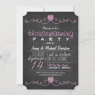 Invitación Fiesta Rústico Rosa y Blanco Caldera Casa