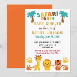 Invitación Fiesta Safari Baby Shower neutral de género