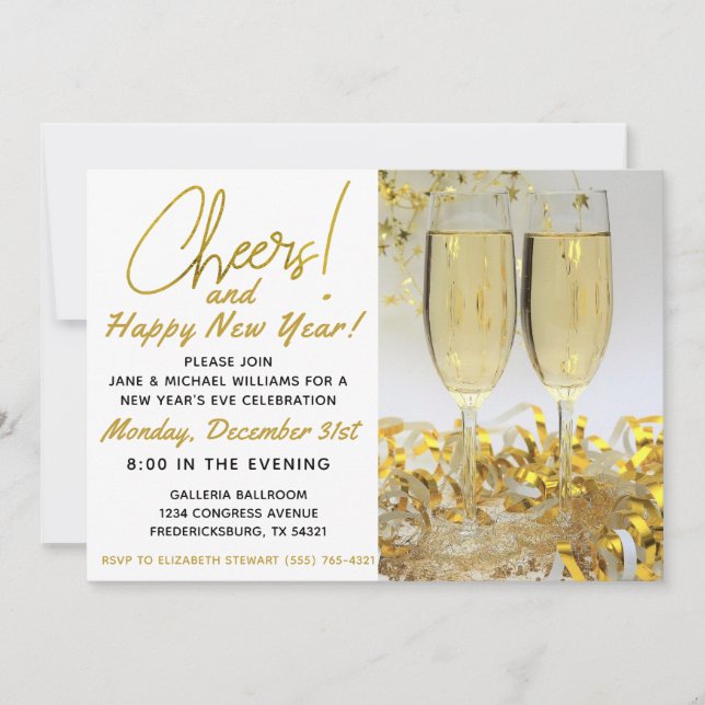 Invitación Fiesta "Salud y Feliz Año Nuevo" (Anverso)