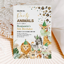 Invitación Fiesta salvaje Animales Safari Leopard Imprimir cu