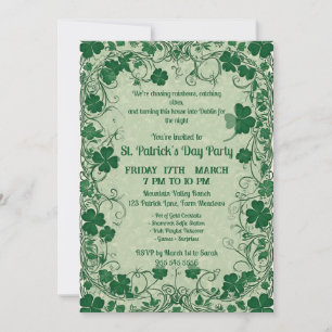 Invitación Fiesta Salvaje del Trébol de la Suerte Día de San