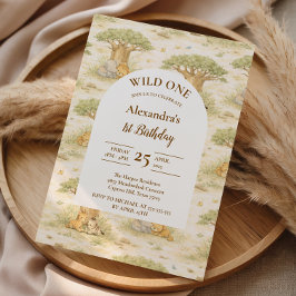 Invitación Fiesta Salvaje Neutral Safari Primer Cumpleaños