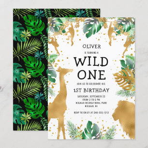Invitación Fiesta Salvaje Safari de la Jungla Cumpleaños 1 Do