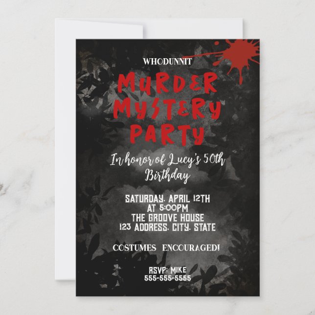 Invitación fiesta sangriento de asesinato de ballenas 40.º 50 (Anverso)