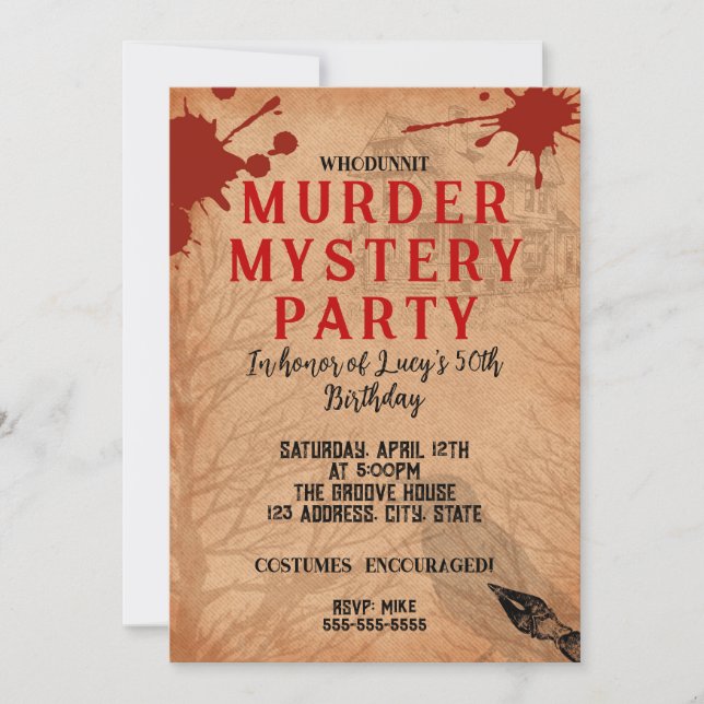 Invitación fiesta sangriento de asesinato de ballenas 40.º 50 (Anverso)