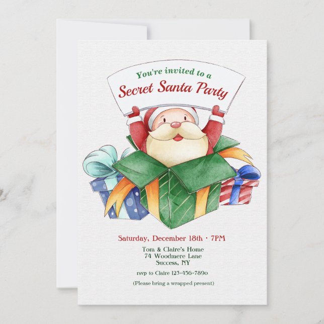 Invitación Fiesta secreto de Santa (Anverso)