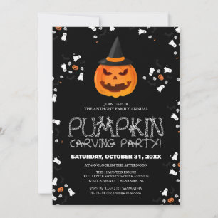 Invitación Fiesta Sencilla de Tallado de Calabazas Halloween