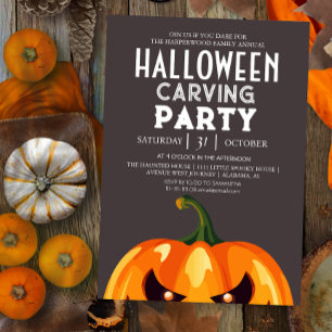 Invitación Fiesta Sencilla de Tallado de Calabazas Halloween