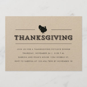 Invitación Fiesta sencillo de la cena de Acción de Gracias