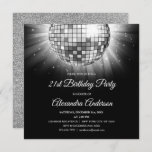 Invitación Fiesta Silver 21st Birthday Disco Ball - Fiesta de<br><div class="desc">Fiesta de 21º cumpleaños Disco Ball Invitación. La invitación a la fiesta de cumpleaños 21,  Silver y Black,  es perfecta para un moderno Fiesta de cumpleaños 21. Póngase en contacto con el diseñador para obtener elementos coincidentes personalizados.</div>