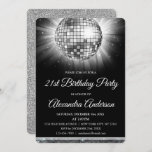 Invitación Fiesta Silver 21st Birthday Disco Ball - Fiesta de<br><div class="desc">Fiesta de 21º cumpleaños Disco Ball Invitación. La invitación a la fiesta de cumpleaños 21,  Silver y Black,  es perfecta para un moderno Fiesta de cumpleaños 21.</div>