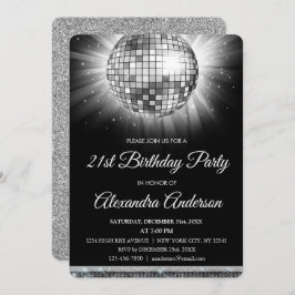 Invitación Fiesta Silver 21st Birthday Disco Ball - Fiesta de