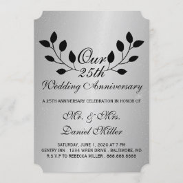 Invitación Fiesta  Silver, 25° aniversario de Boda