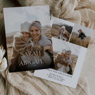 Invitación Fiesta simple de graduación fotográfica de doble c