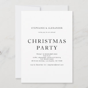 Invitación Fiesta simple de Navidades blancos negros