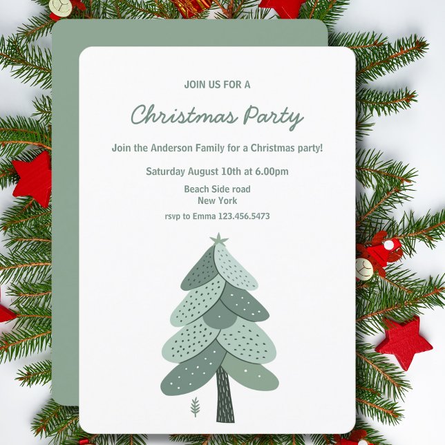 Invitación Fiesta simple de Navidades de árbol de Navidad (Subido por el creador)