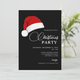 Invitación Fiesta simple de Navidades de guión de Santa Hat