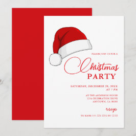 Invitación Fiesta simple de Navidades de guión de Santa Hat