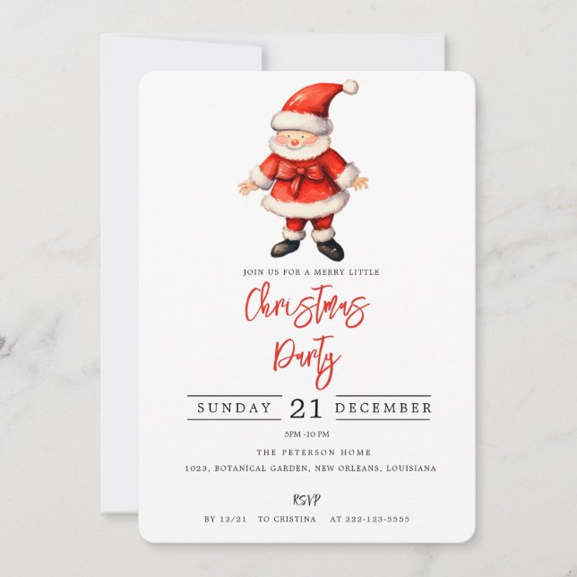 Invitación Fiesta simple de Navidades de Santa Clause (Anverso)