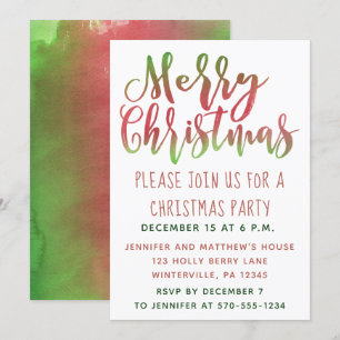 Invitación Fiesta simple de Navidades rojos y verdes invita