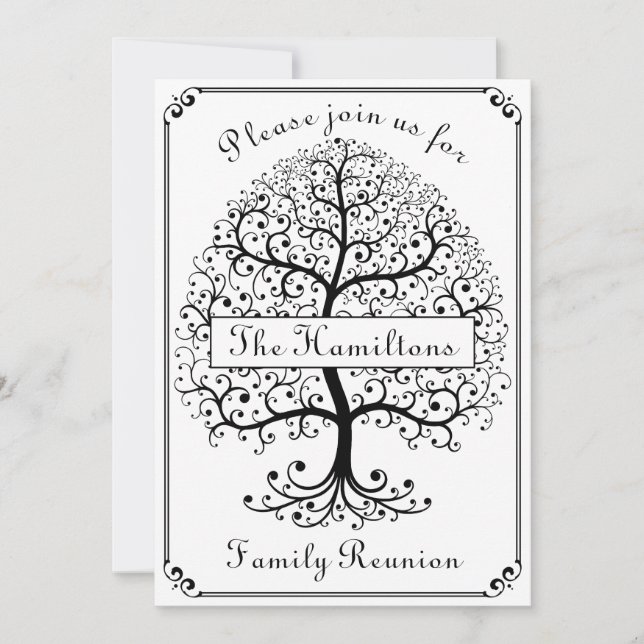 Invitación Fiesta simple elegante y moderno de árbol de la Re (Anverso)