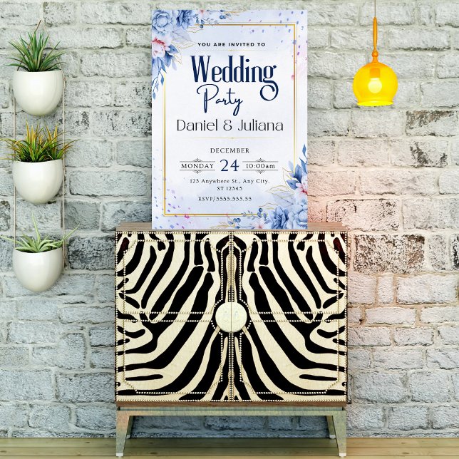 Invitación Fiesta simple Flor silvestre azul claro moderno (Subido por el creador)