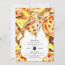 Invitación Fiesta simple Pizza Cumpleaños