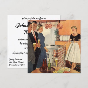 Invitación Fiesta sindical familiar en cocina con cerveza de