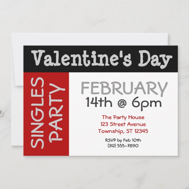 Invitación Fiesta Singles de El día de San Valentín audaces y (Anverso)