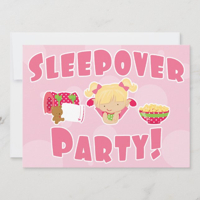Invitación Fiesta Sleepover (Anverso)