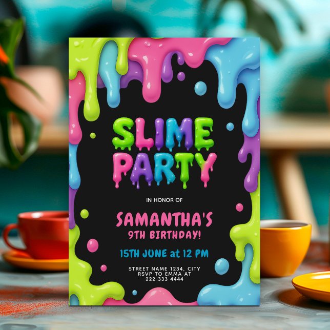 Invitación Fiesta Slime colorido para niños (Subido por el creador)