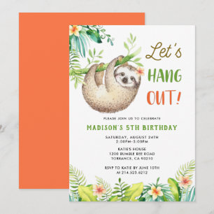 Invitación Fiesta Sloth   Fiesta de cumpleaños del Chica Slot